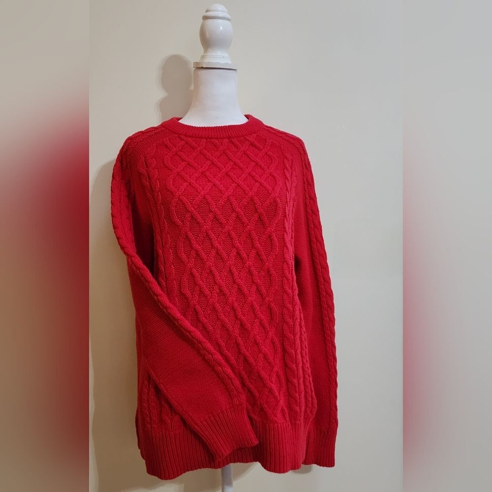 Old Navy Red Cable Knit Sweater Women's Size L